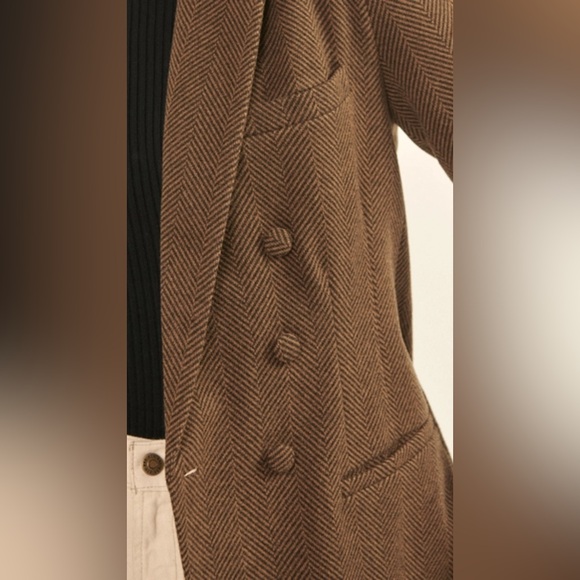 Brown Herringbone blazer in a tweed vintage inspired style dark academia jacket - Picture 2 of 15